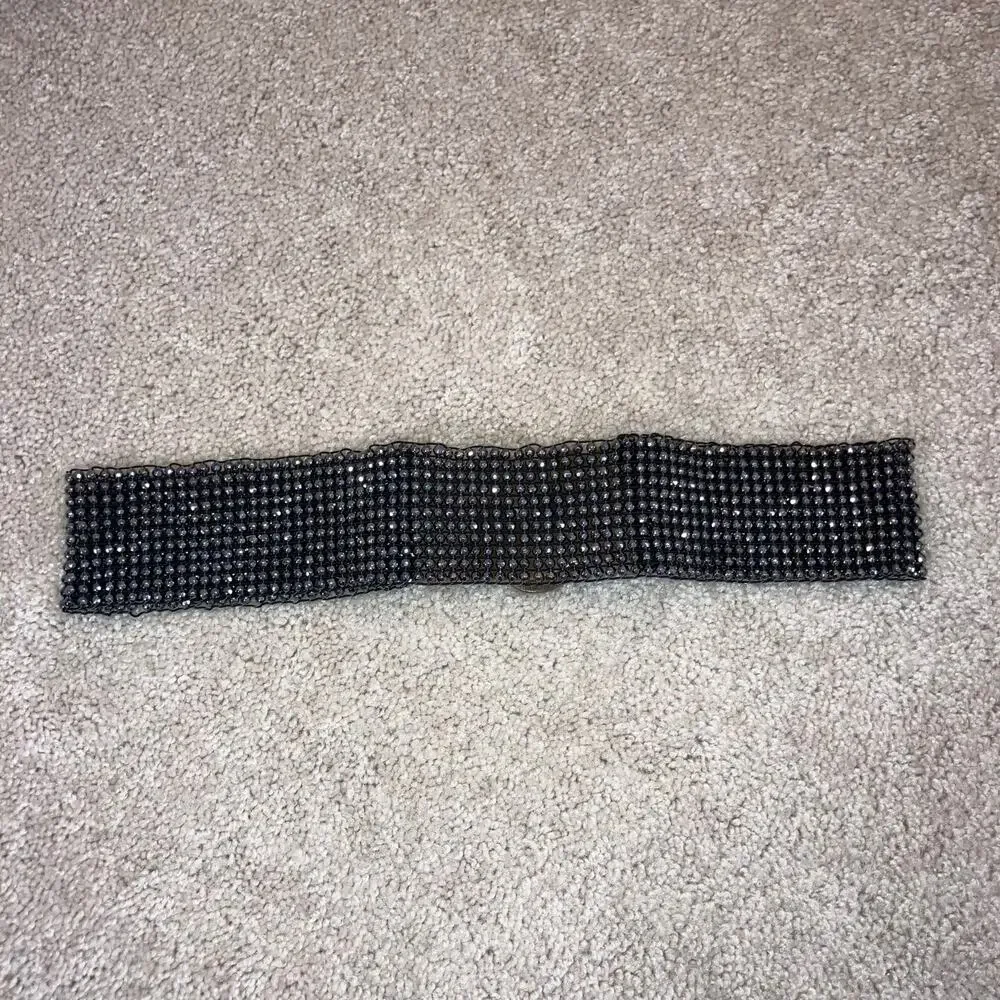 Anthropologie beaded waist belt with wooden clasp, statement bohemian